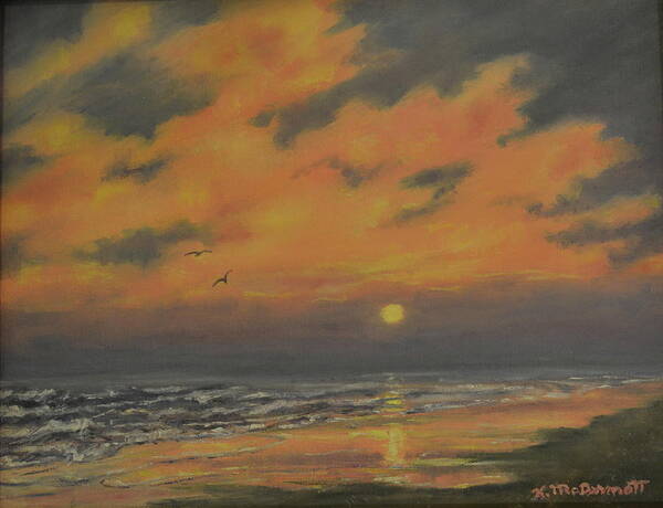 Beach Poster featuring the painting Ocean Sundown by Kathleen McDermott