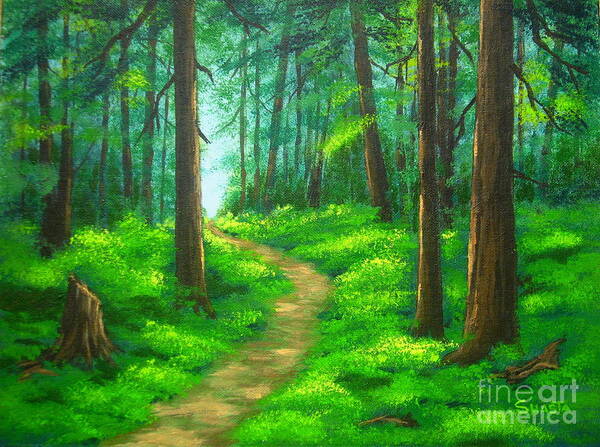 Landscape Poster featuring the painting Forest Walk by Shasta Eone