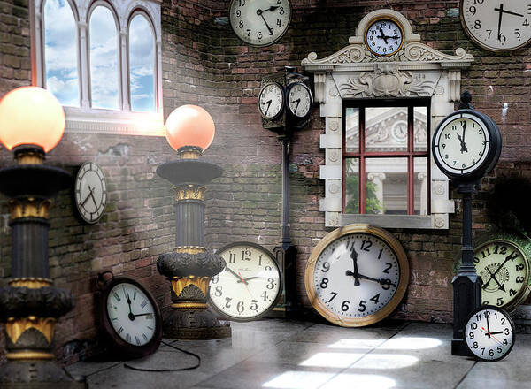 Clock Face Poster featuring the photograph The Clock Room by John Manno