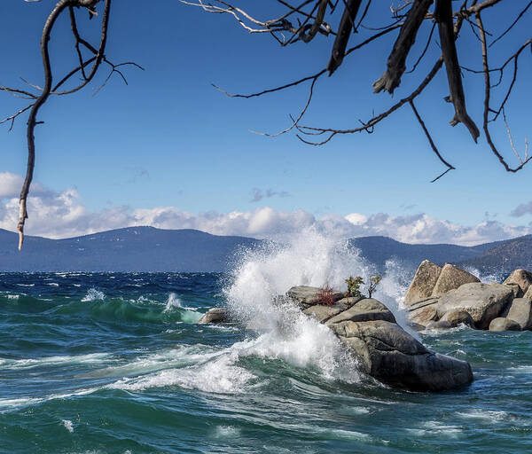 Lake Poster featuring the photograph Lake Tahoe Storm Waves by Martin Gollery