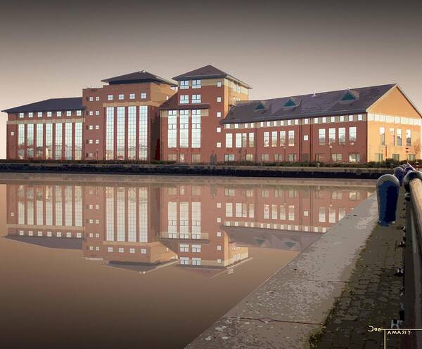 Preston Poster featuring the digital art Preston Docks Reflection by Joe Tamassy