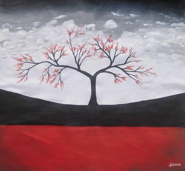 Solitary Tree Poster featuring the painting Solitary Tree-Oil Painting by Rejeena Niaz