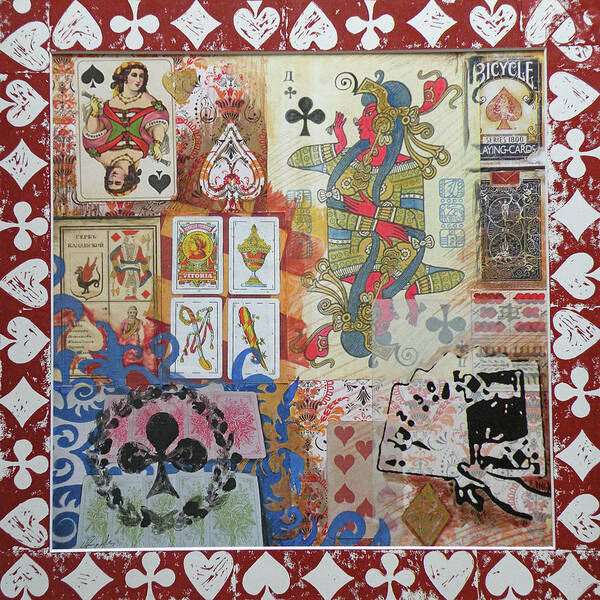 Cards Poster featuring the mixed media Playing Cards by Leigh Banks