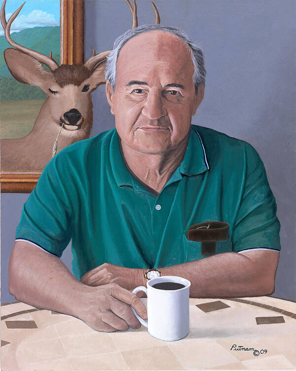 Robert G. Clement Poster featuring the painting Coffee with Bob Friend of Nature by Michael Putnam