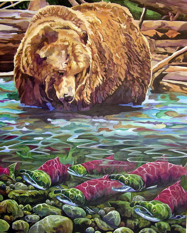 Brown Bear Poster featuring the painting School Lunch by Tim Joyner