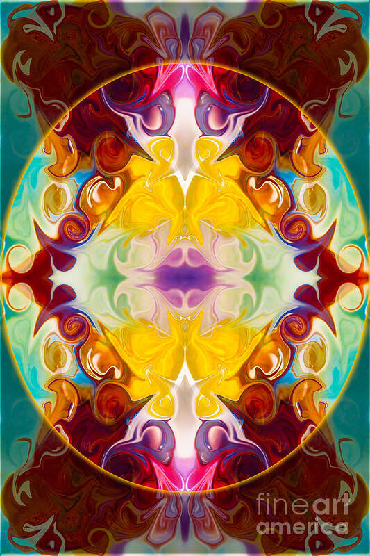 5x7 Poster featuring the digital art Circling The Unknown Abstract Healing Artwork by Omaste Witkowsk by Omaste Witkowski