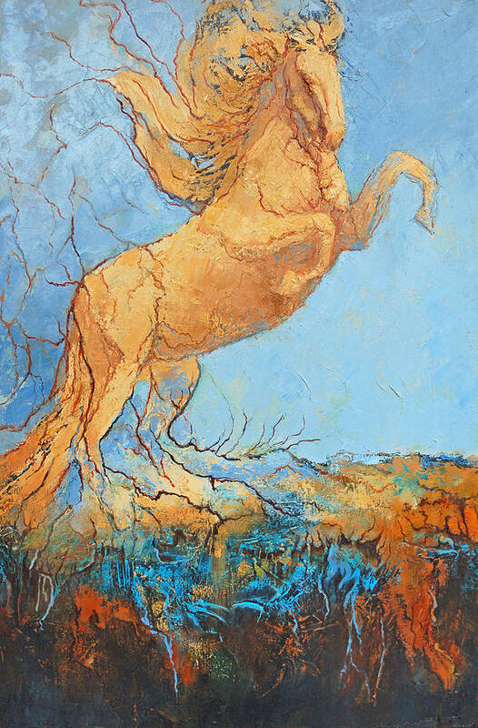 Horses Poster featuring the painting The Rising by Ritch Gaiti