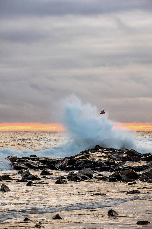 New Hampshire Poster featuring the photograph Explosive Sea 2 by Jeff Sinon