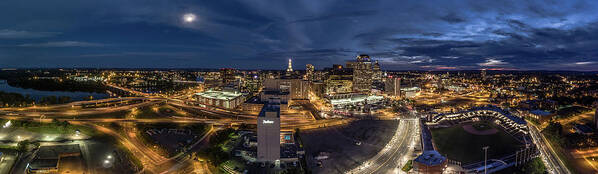 Hartford Poster featuring the photograph Hartford CT Night Panorama by Mike Gearin