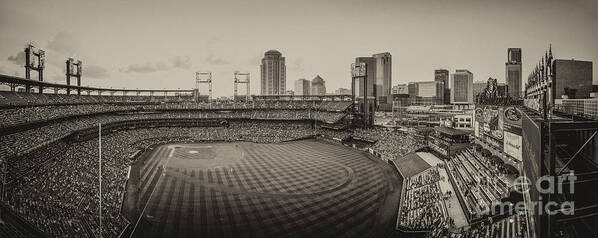 St. Louis Poster featuring the photograph Busch Stadium Cardinals Sepia by David Haskett II