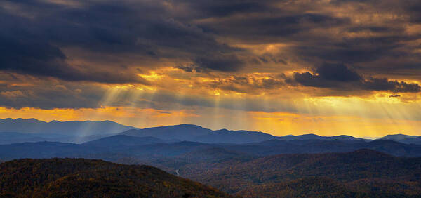 Mountain God Rays Poster featuring the photograph Mountain God Rays #2 by Ken Barrett