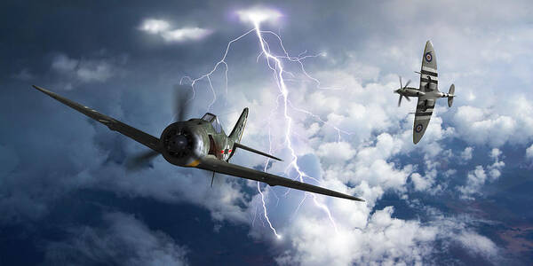 Luftwaffe Poster featuring the digital art Gathering Storm - Cropped by Mark Donoghue