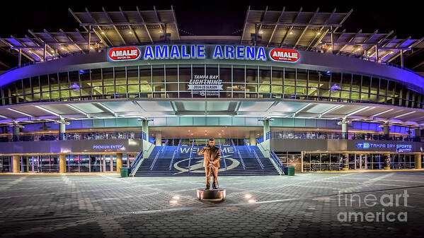 Night Photography Poster featuring the photograph Tampa Bay Lightning Arena at Night by Jason Ludwig Photography