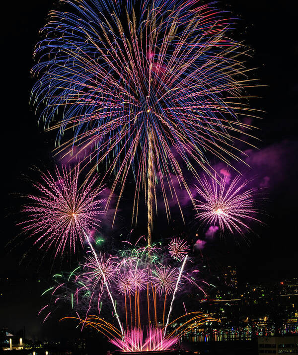 4th Of July Lake Union Seattle Poster featuring the photograph Seattle Lake Union 4th of July Fireworks #10 by Tommy Farnsworth