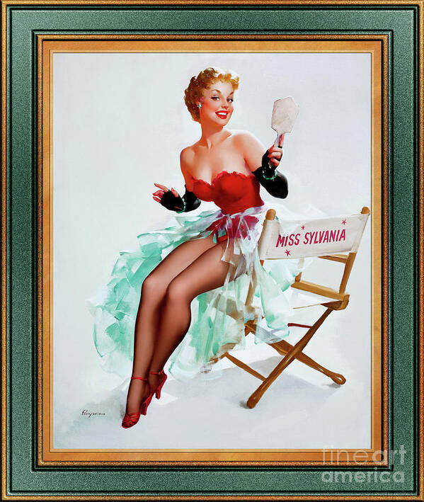 Admiring Miss Sylvania Poster featuring the painting Admiring Miss Sylvania by Gil Elvgren Vintage Xzendor7 Old Masters Reproductions by Rolando Burbon
