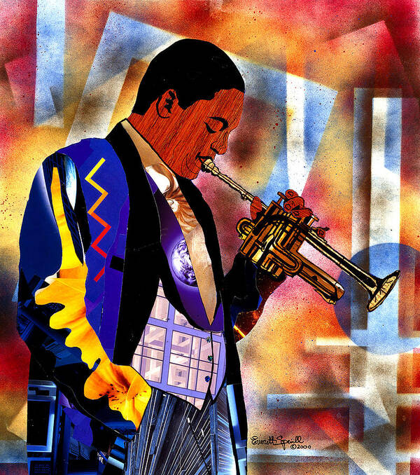 Everett Spruill Poster featuring the painting Wynton Marsalis #1 by Everett Spruill
