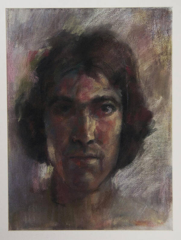 Selfportrait- Pastel Poster featuring the drawing Little Selfportrait by Paez Antonio
