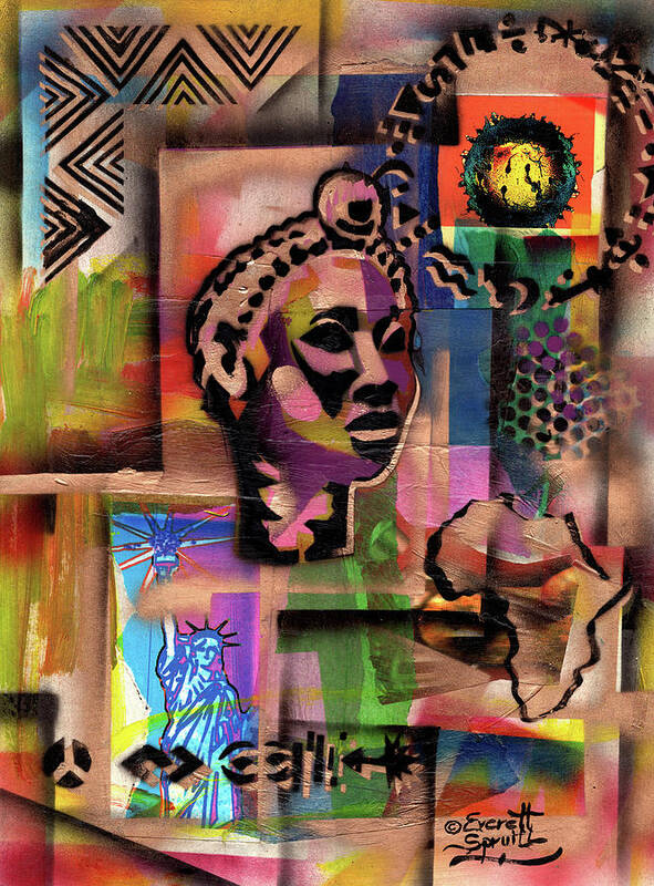 Everett Spruill Poster featuring the mixed media Benin Queen Mother by Everett Spruill