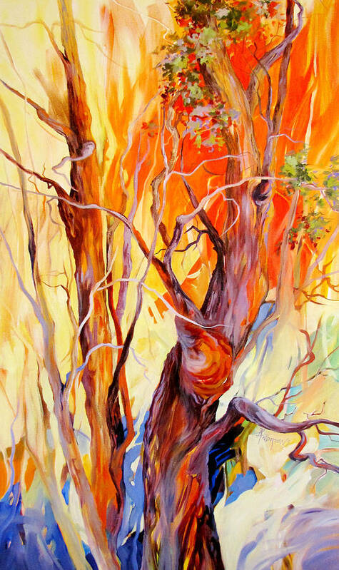 Trees Poster featuring the painting Fireglow by Rae Andrews