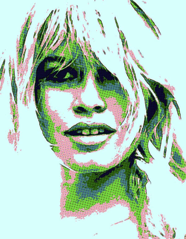 Brigitte Bardot Poster featuring the mixed media B B in her blues by Jayime Jean