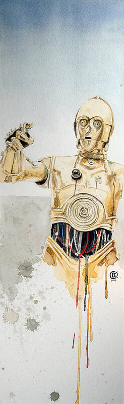 Star Wars Poster featuring the painting C3po by David Kraig