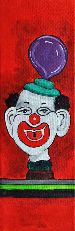 Clowns Poster featuring the painting Clown With Purple Balloon by Patricia Arroyo