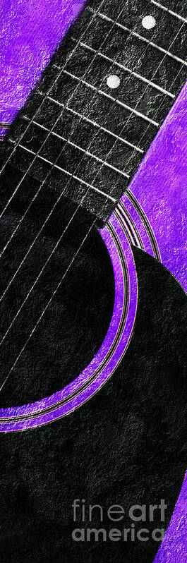 Guitar Poster featuring the photograph Diptych Wall Art - Macro - Purple Section 2 of 2 - Vikings Colors - Music - Abstract by Andee Design
