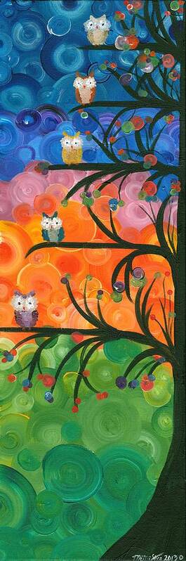 Owls Poster featuring the painting Hoolandia Family Tree 01 by MiMi Stirn