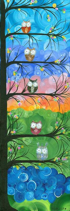 Owls Poster featuring the painting Hoolandia Family Tree 02 by MiMi Stirn