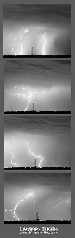 Lightning Poster featuring the photograph Lightning Strikes 4 Image Vertical Progression by James BO Insogna