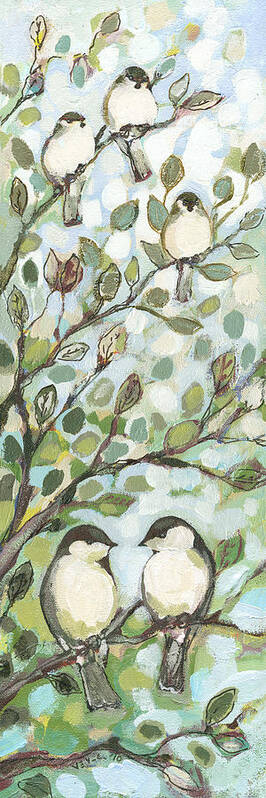 Chickadee Poster featuring the painting Mo's Chickadees by Jennifer Lommers