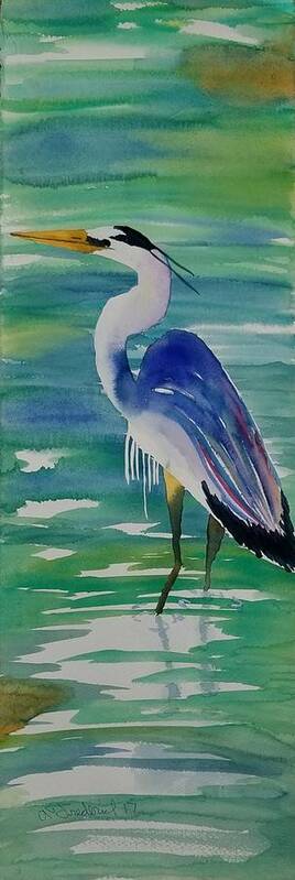 Blue Heron Poster featuring the painting Sir Blue by Ann Frederick