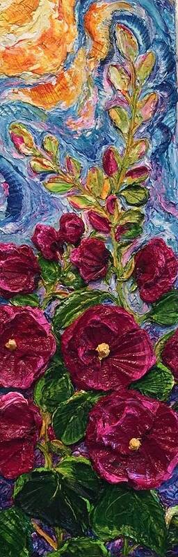 Impasto Poster featuring the painting Burgandy Hollyhock by Paris Wyatt Llanso