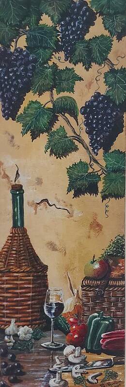 Wine Poster featuring the painting Mediterranean Kitchen by Mackenzie Moulton