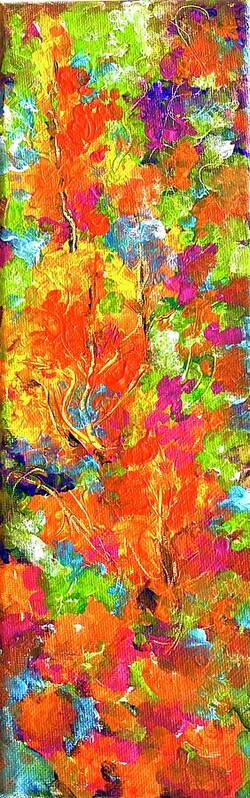 Red And Orange Flowers Long Size Landscape Fire Element. Poster featuring the painting Summer magic 1. by Caroline Patrick