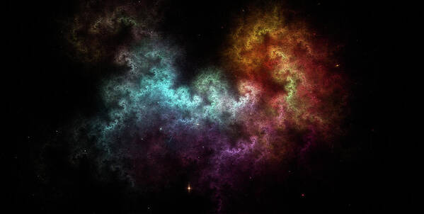 Fractal Poster featuring the digital art Squiggley Nebula Star Dust Cloud CRQENH by Rolando Burbon