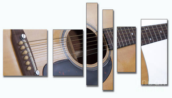 Music Strings Guitar Play Entertainment Panel Photoart Poster featuring the photograph Guitar in Panels by Cecil Fuselier