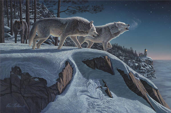 Moonlight Prowlers Poster featuring the painting Moonlight Prowlers by Kim Norlien