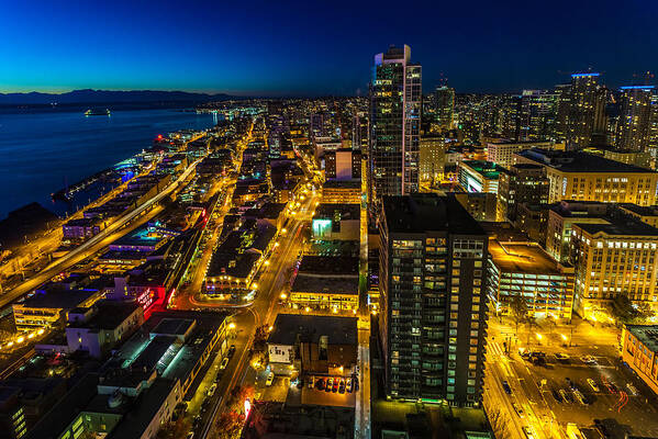 Night Poster featuring the photograph Night in Seattle by Tommy Farnsworth