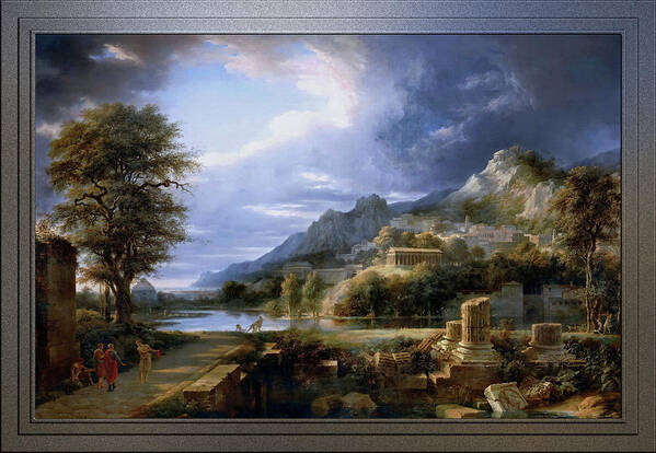 Ancient City Of Agrigent Poster featuring the painting Ancient City of Agrigent by Pierre-Henri de Valenciennes by Rolando Burbon