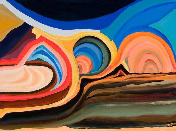 Abstract Poster featuring the painting Abstract Mountain and Seascape by Ida Mitchell