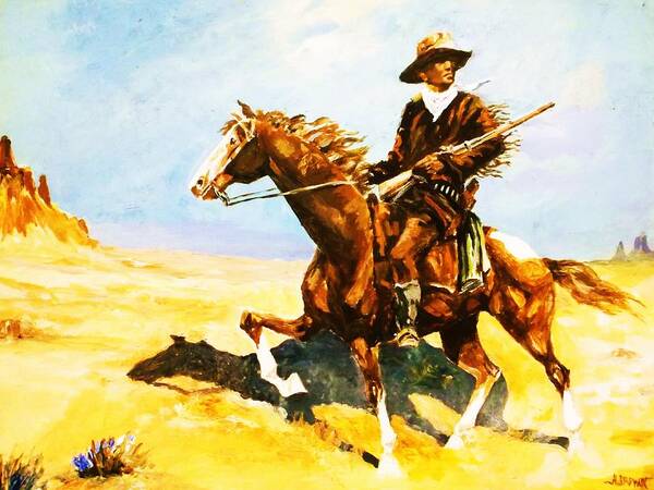 Scout On Horseback Poster featuring the painting The Cavalry Scout by Al Brown