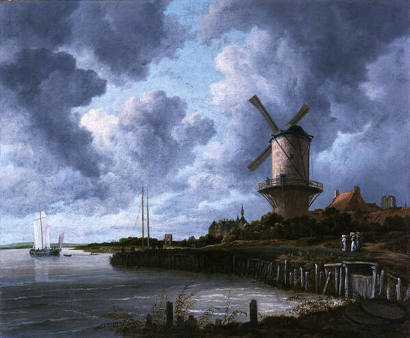 The Windmill At Wijk Bij Duurstede Poster featuring the painting The Windmill at Wijk bij Duurstede by Jacob van Ruisdael by Rolando Burbon