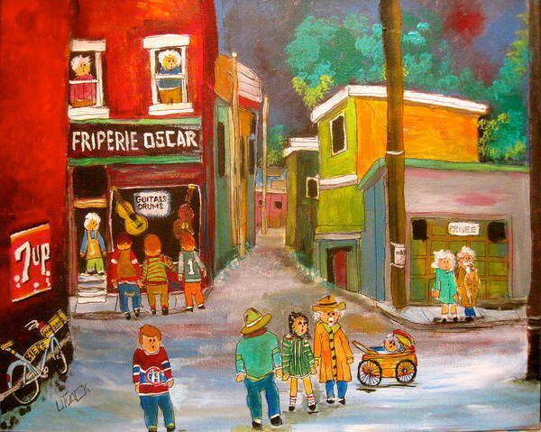 Montreal Poster featuring the painting Backlanes Montreal by Michael Litvack