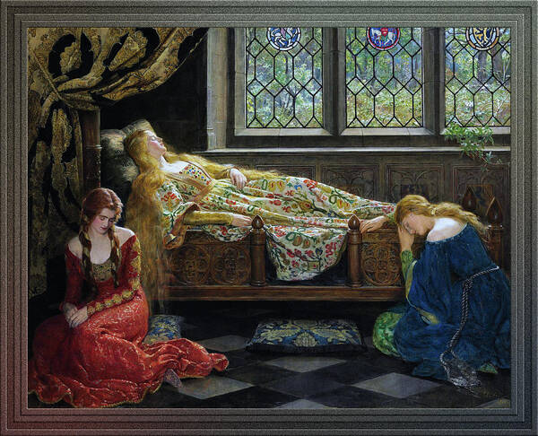 The Sleeping Beauty Poster featuring the painting The Sleeping Beauty by John Collier by Rolando Burbon