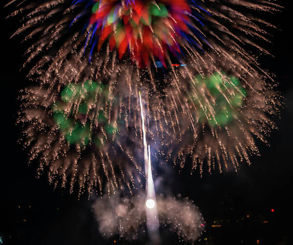 4th Of July Lake Union Seattle Poster featuring the photograph Seattle Lake Union 4th of July Fireworks #15 by Tommy Farnsworth