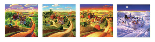  Four Seasons Poster featuring the painting Four Seasons on the Farm by Robin Moline
