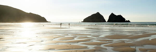 Cornwall Poster featuring the photograph Holywell Beach and Gull Rock Cornwall 2 by Sonny Ryse