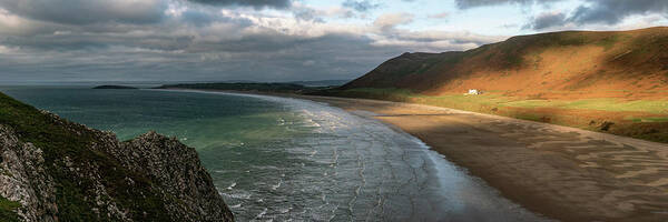 Panorama Poster featuring the photograph Rhossili Bay Gower Coast Wales by Sonny Ryse