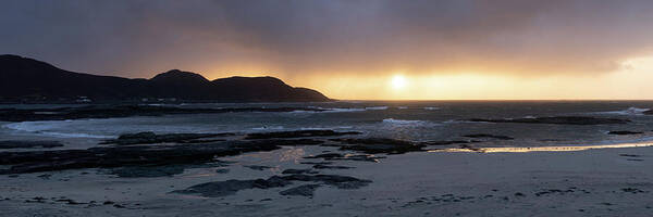 Panorama Poster featuring the photograph Sanna Bay Beach Ardnamurchan peninsula sunset scotland by Sonny Ryse